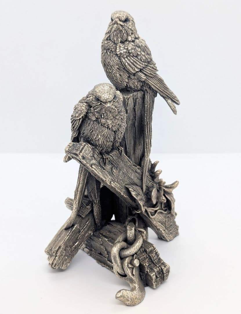 【極希少・重量630g】英国 カントリーアーティスト 純銀張り オブジェ 小鳥