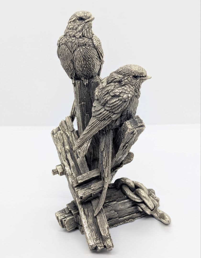 【極希少・重量630g】英国 カントリーアーティスト 純銀張り オブジェ 小鳥