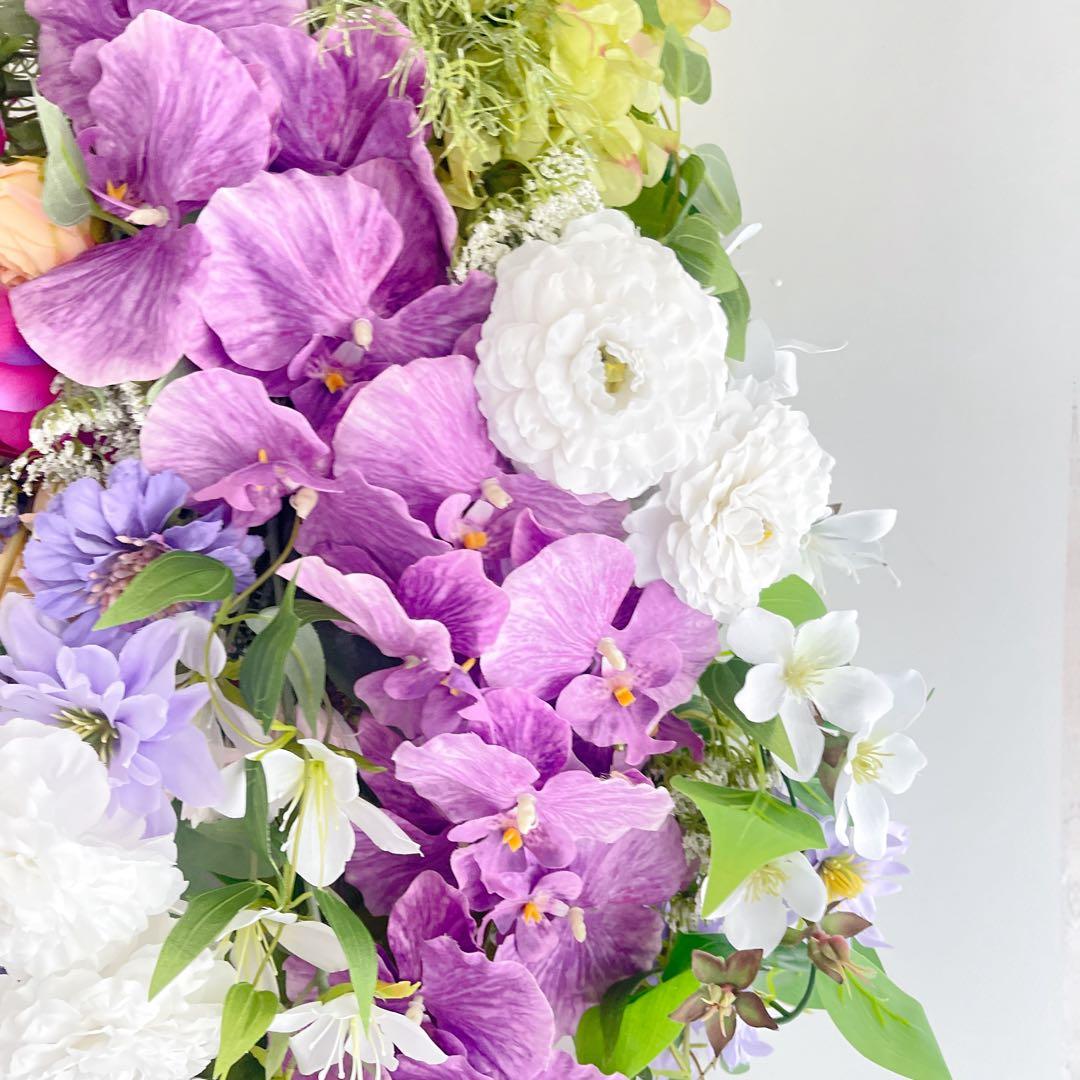 胡蝶蘭の華やかなフラワースワッグ 光触媒フラワー 開店祝いや誕生日や記念日に！