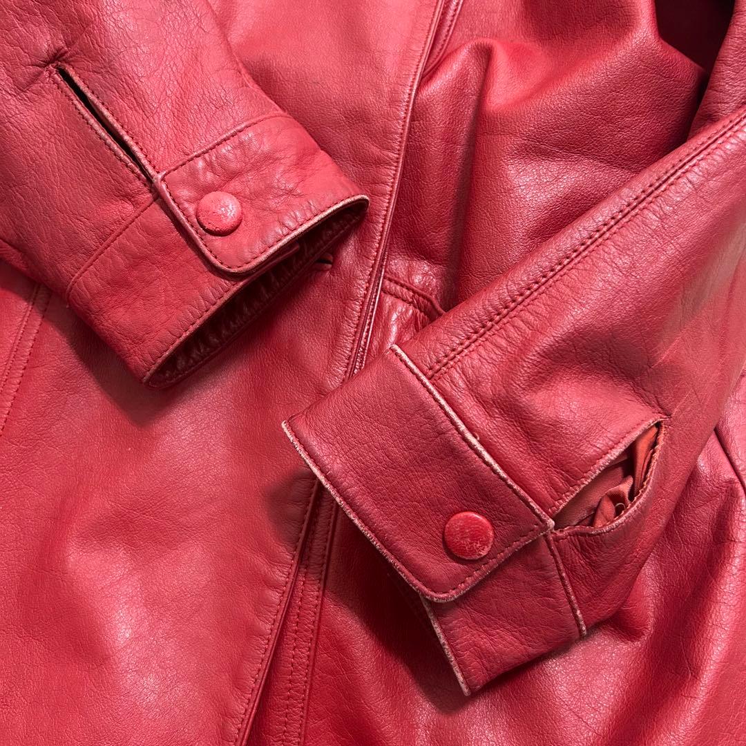 ◎Christian Dior レザー ダブルブレストジャケット レッド