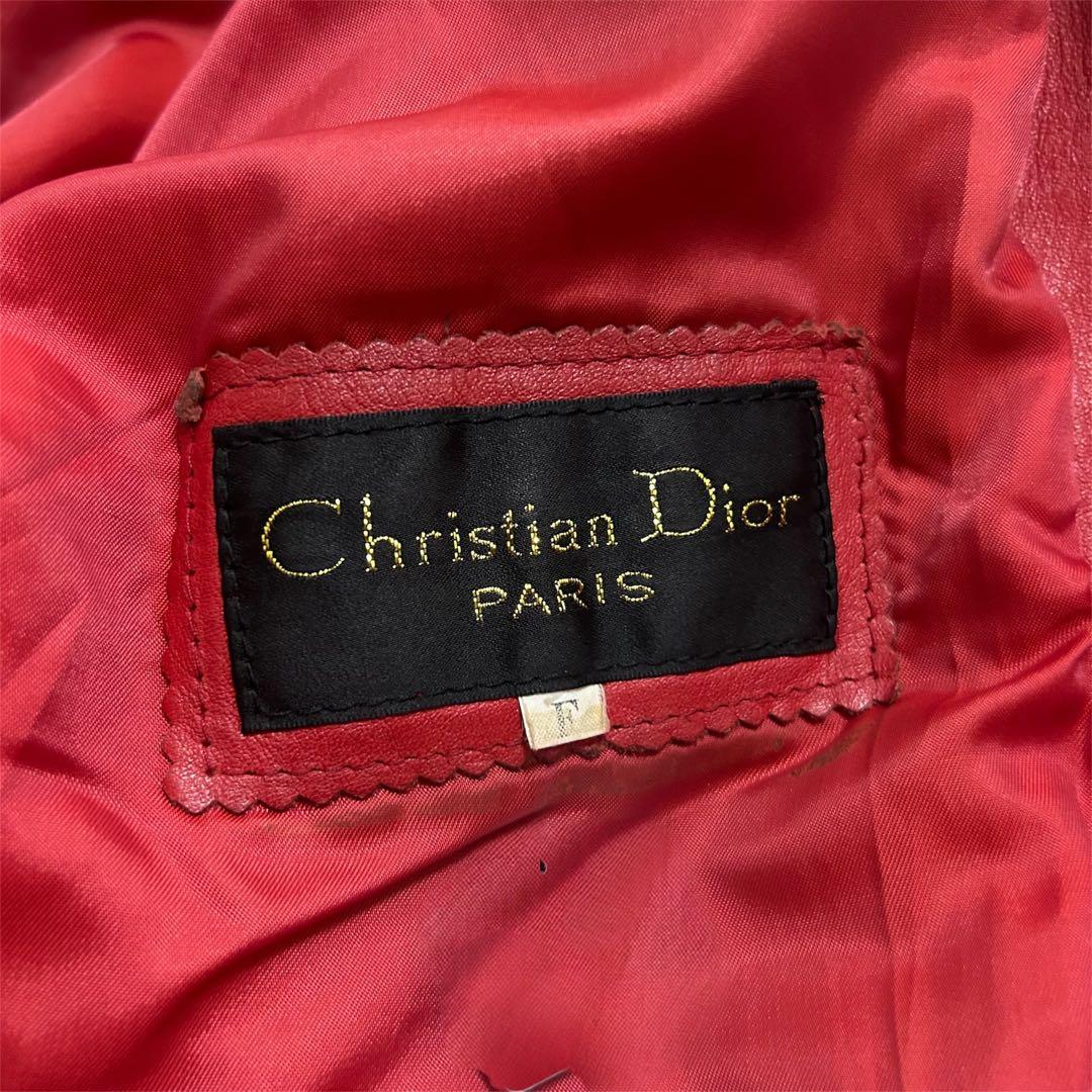 ◎Christian Dior レザー ダブルブレストジャケット レッド