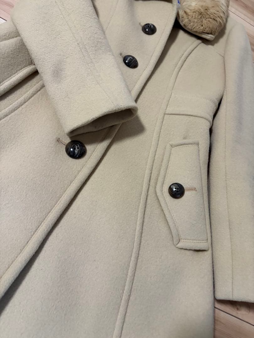 BLUE LABELブルーレーベルリアルファー付ベージュロングコート サイズ38