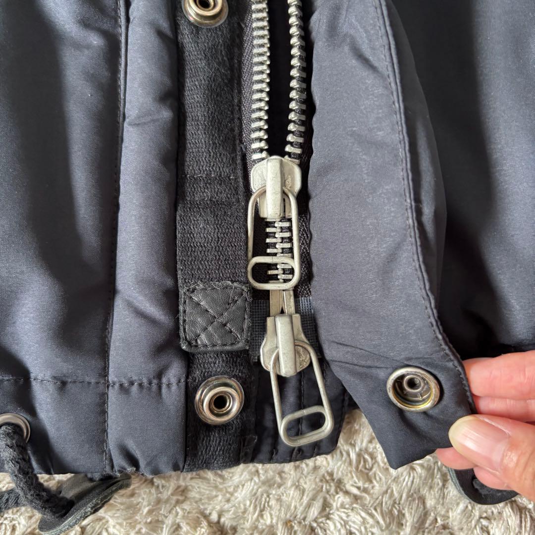 【美品✨】ポロラルフローレン　ダウンベスト　フード　レザー　ポニー刺繍　ブラック