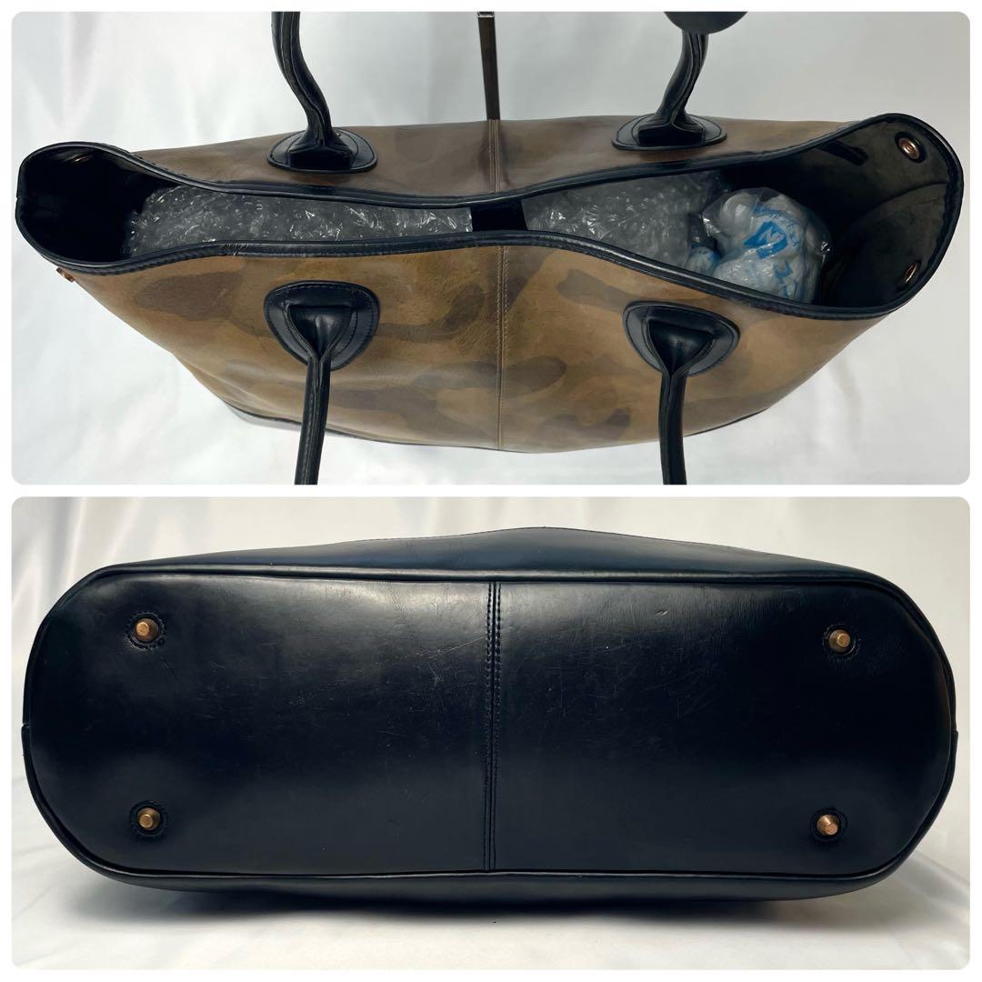 【美品 A4◎】 モブリス トートバッグ レザー カモフラ 肩掛け 自立 大容量