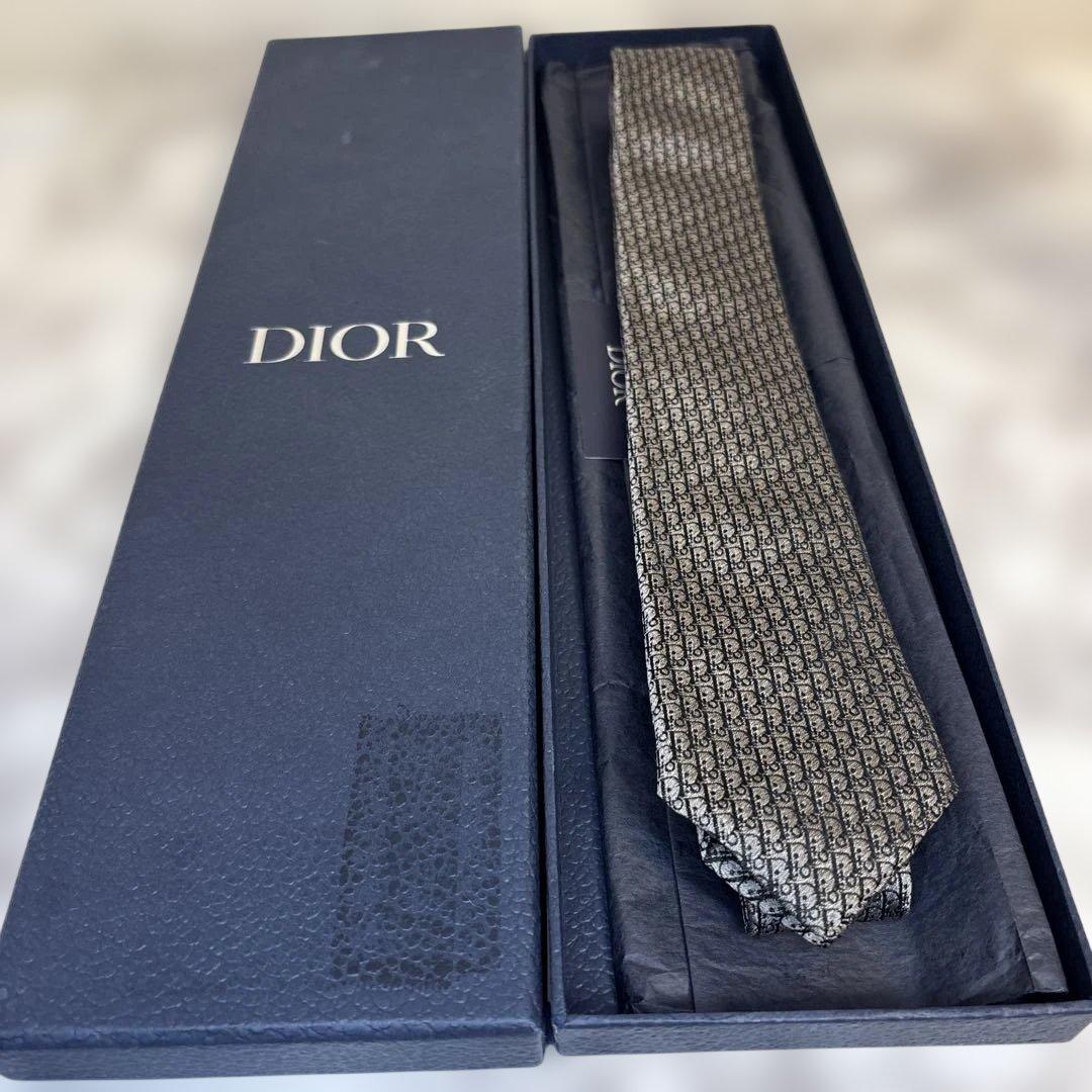 【箱付✨】Dior homme ネクタイ オブリーク柄　トロッター柄　グレー