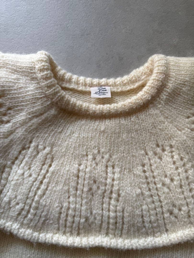 1/3Wool 透かし編みケープ襟プルオーバー