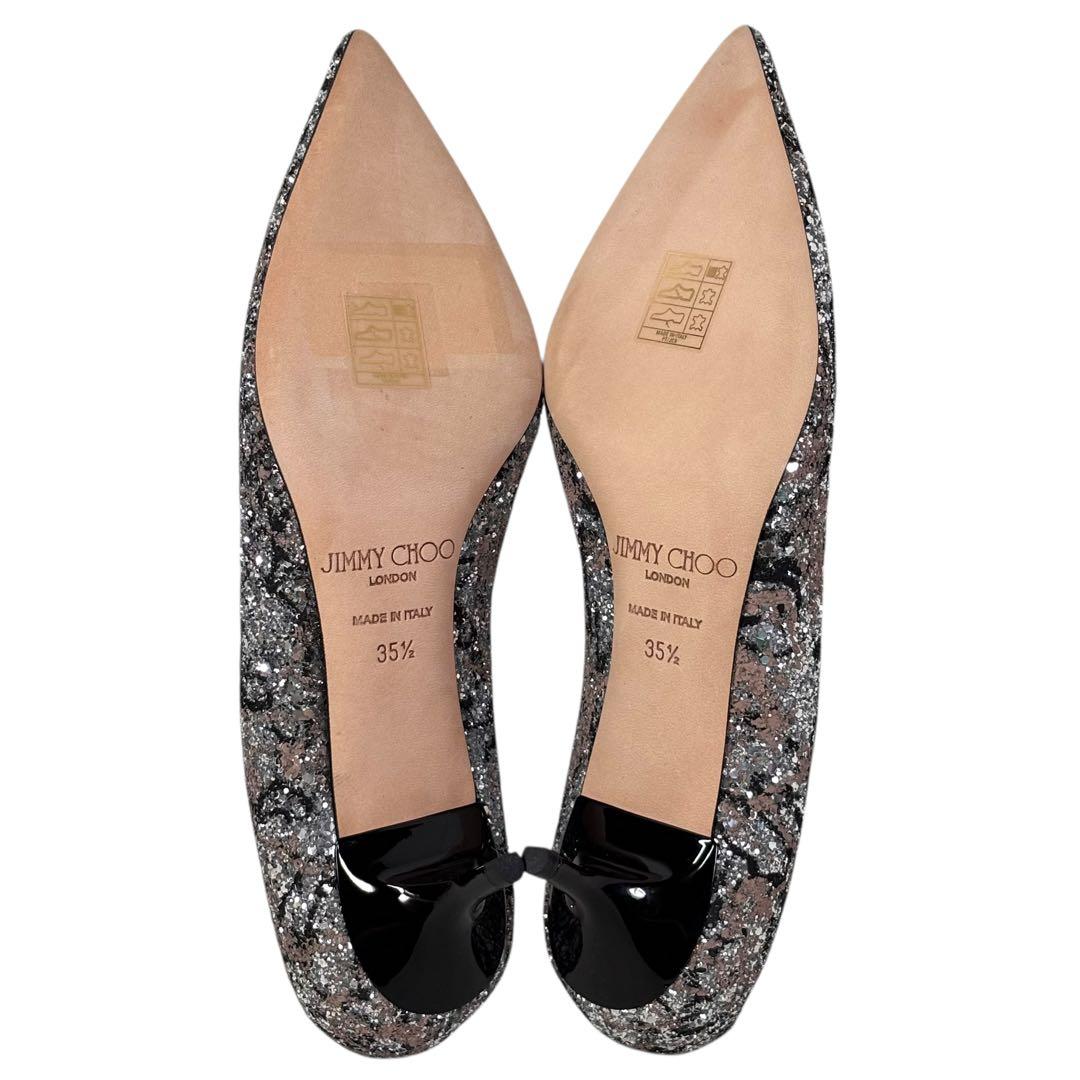 ほぼ新品 ジミーチュウ 35 1/2 22.5 パンプス グリッター シルバー