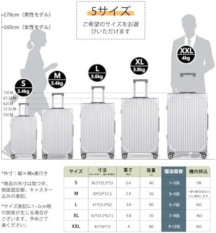 スーツケース⭕️XL⭕️機内持ち込み アルミフレームタイプ キャリーケ