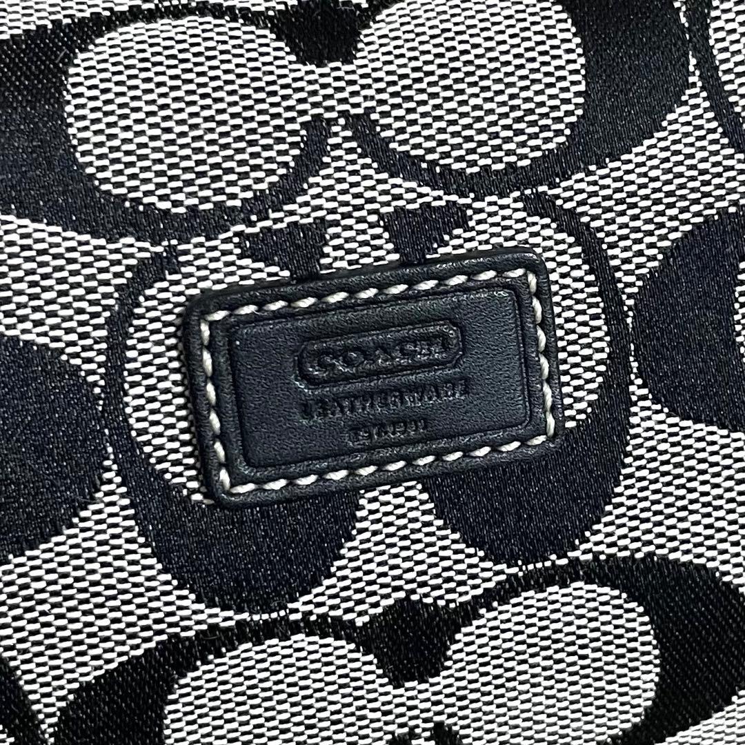 未使用/コーチ　アクセサリーポーチ　シグネチャー　ブラック　キャンバス　レザー