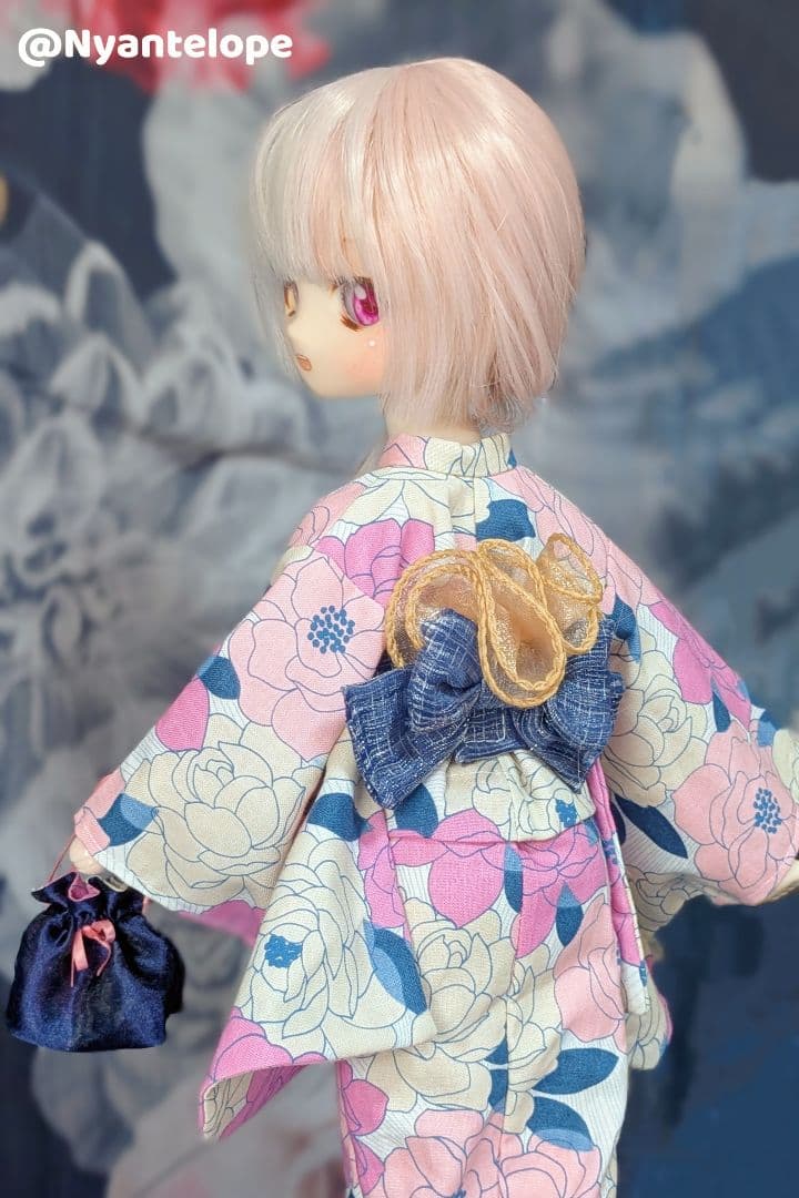 洋花のお嬢様浴衣セット(ピンク)【Nyantelope】 MDD 浴衣