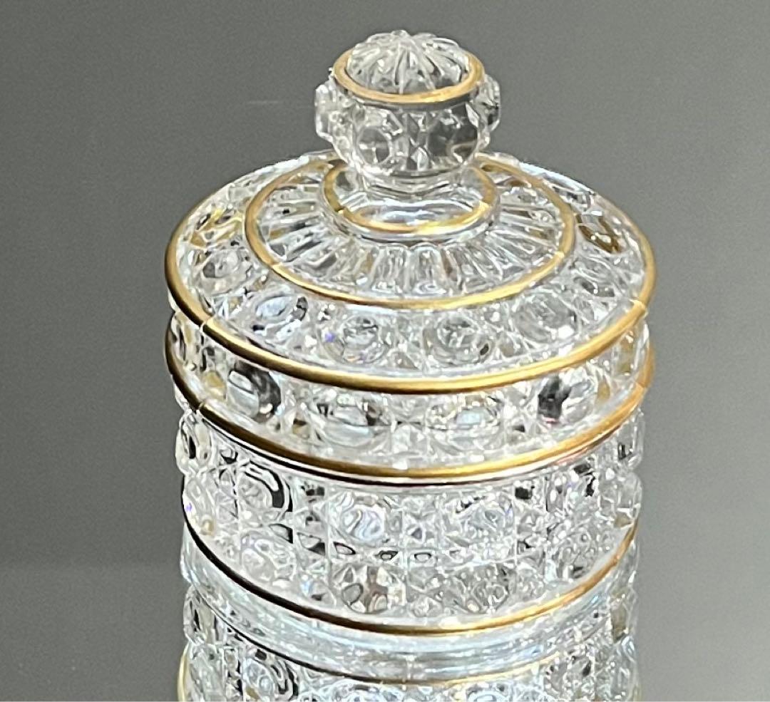 Baccarat バカラ/珍型 刻印有 金彩装飾 ディアマン・ピエーリー　蓋物