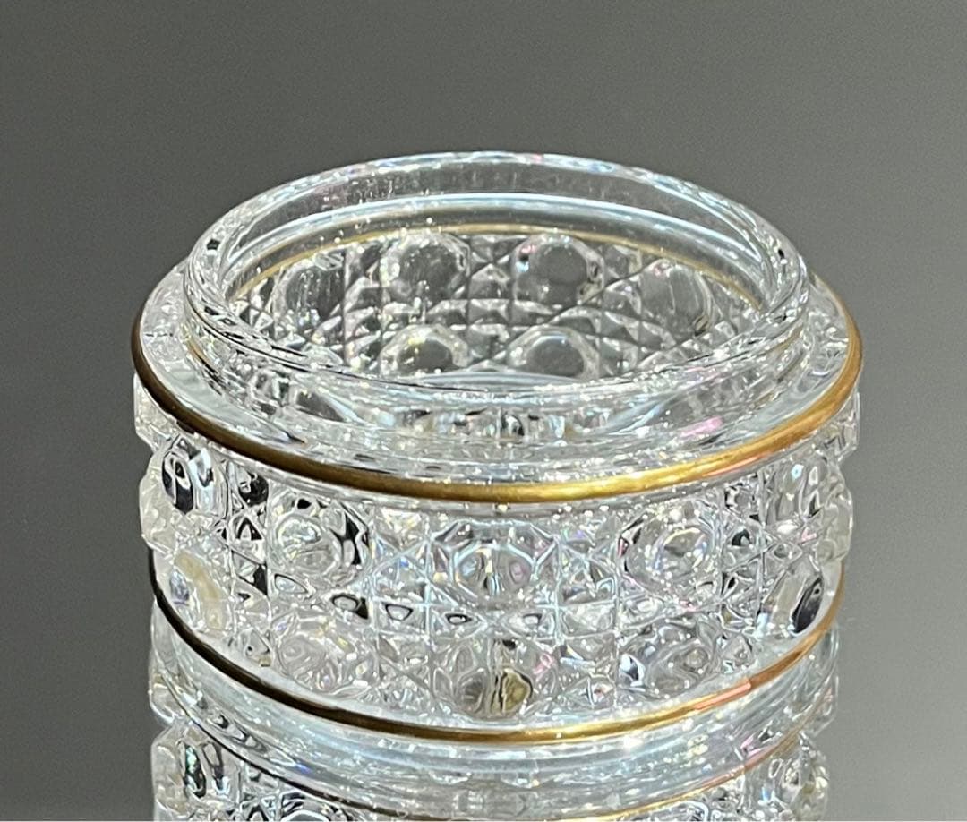 Baccarat バカラ/珍型 刻印有 金彩装飾 ディアマン・ピエーリー　蓋物