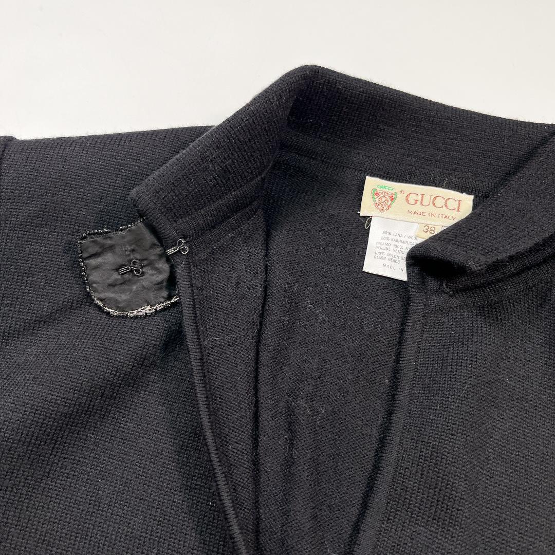 GUCCI グッチ ラインストーン カシミヤ混ウール ニット セーター 黒 38