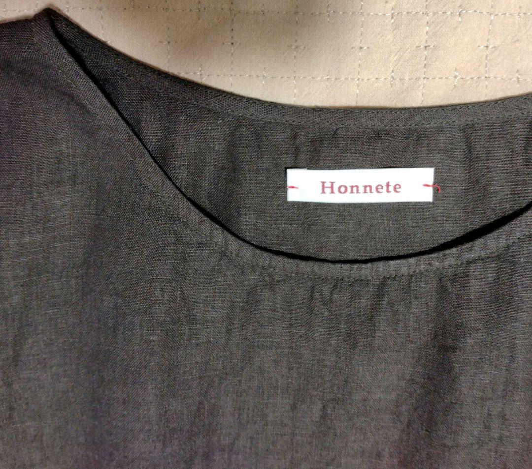 Honnete オネットアイリッシュリネン NewクルーネックT