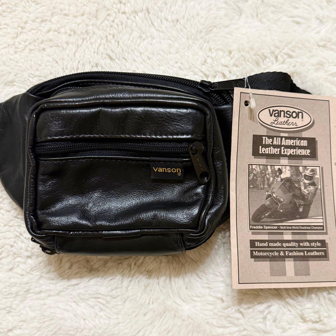 新品未使用タグ付 VANSON レザーポーチ ボディバッグ ブラック