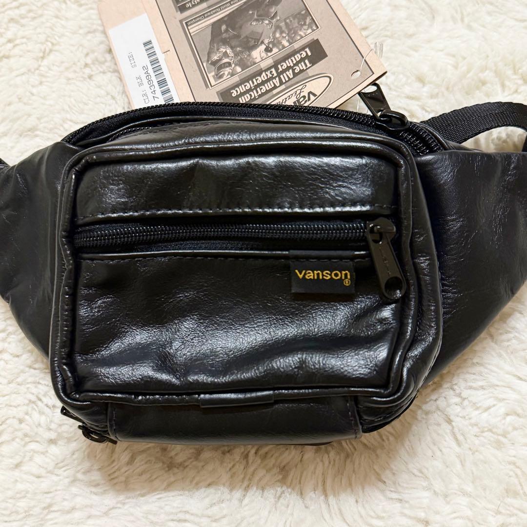 新品未使用タグ付 VANSON レザーポーチ ボディバッグ ブラック