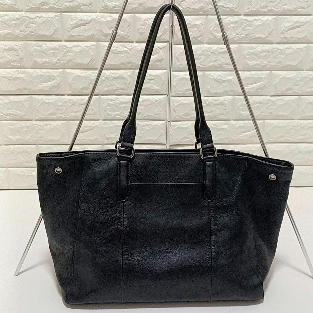 A4可★ブラックレーベル クレストブリッジ　シボ革レザー　トートバッグ　ブラック