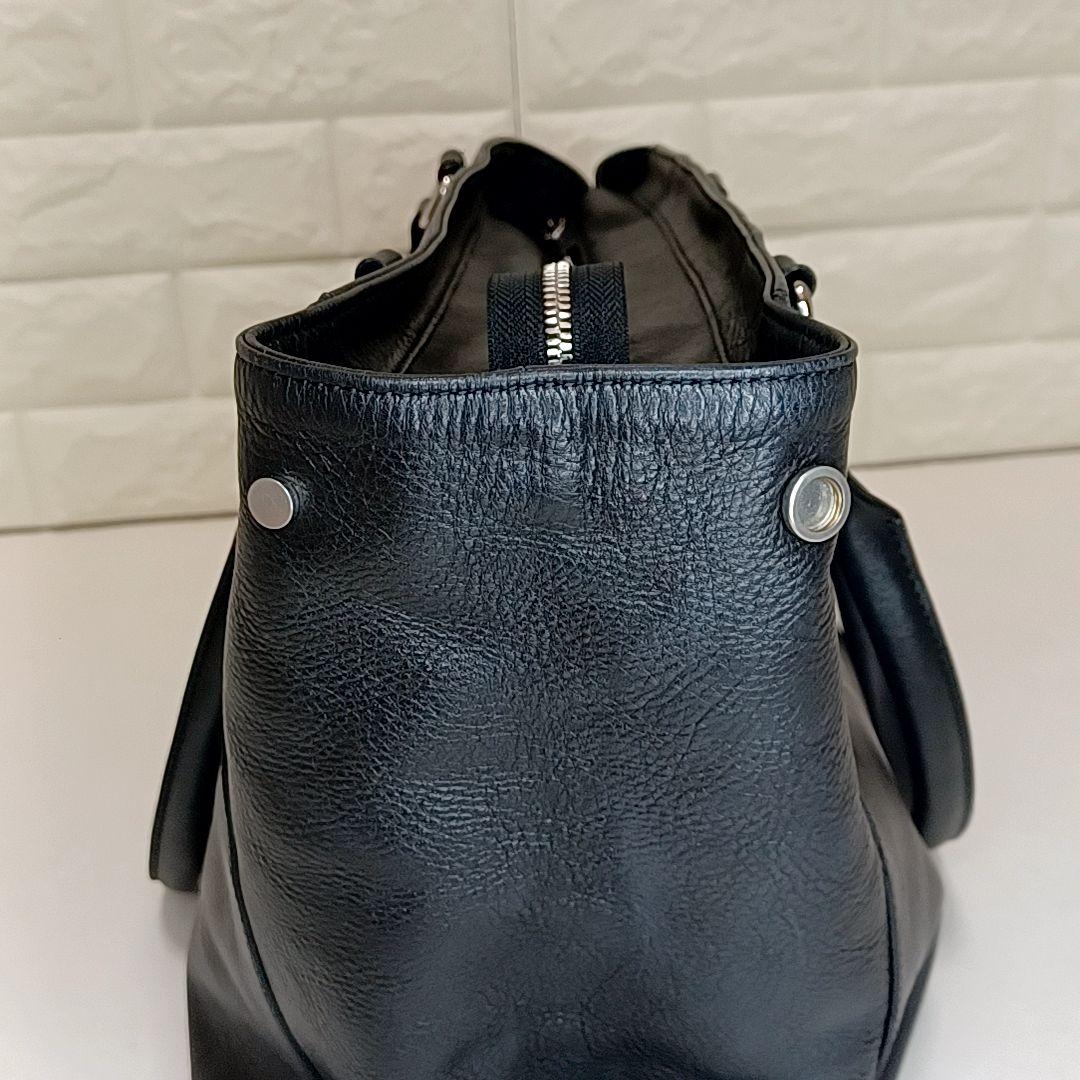 A4可★ブラックレーベル クレストブリッジ　シボ革レザー　トートバッグ　ブラック