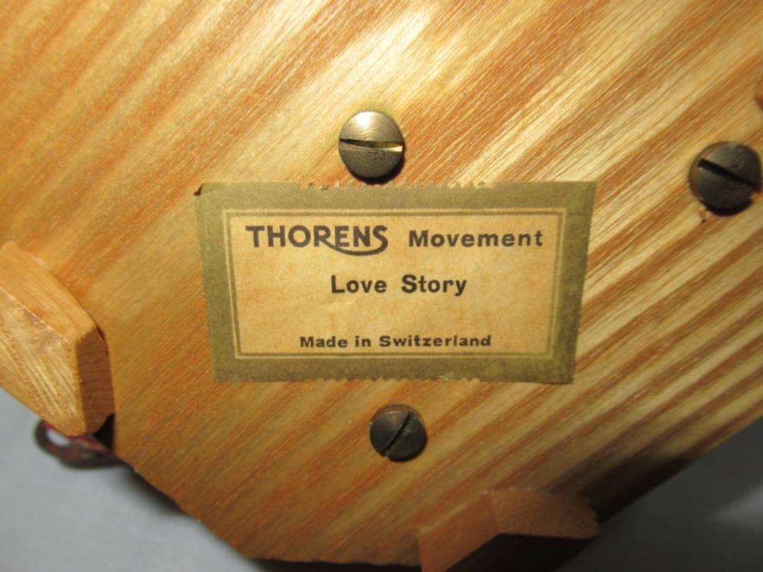 美品希少 1960年代 スイス製◆トーレンス社 木製オルゴール 牧場の少年と少女