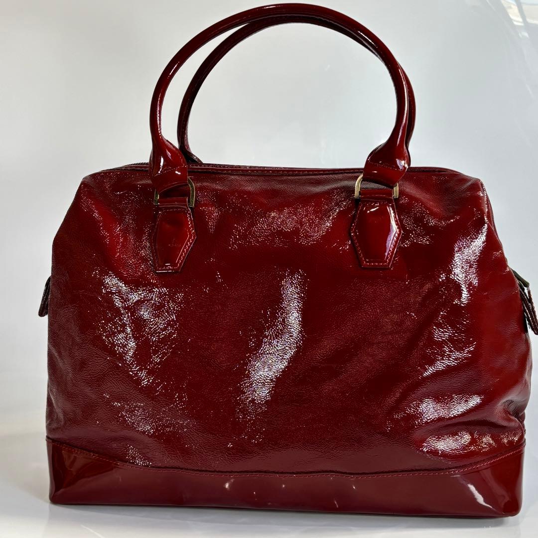 極美品 ロンシャン レジェンド パテントレザー ドクターバッグ ハンドバッグ 赤