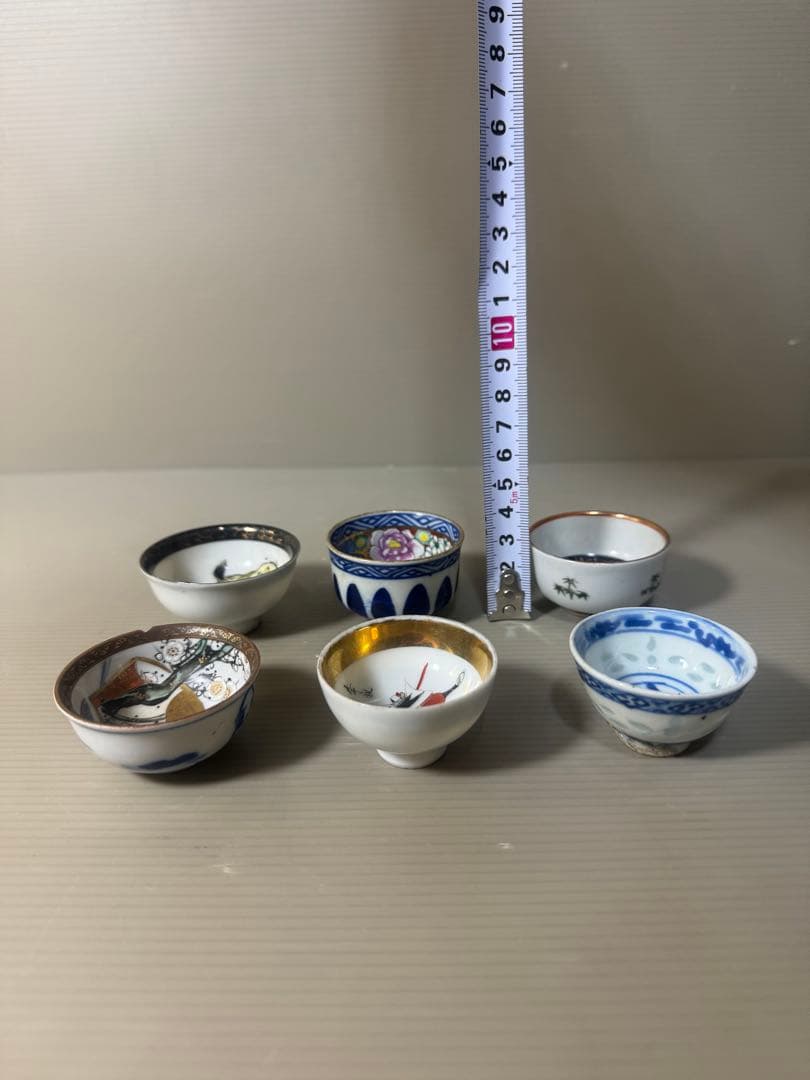 2496 まとめ売り　九谷焼　猪口　6客　時代物