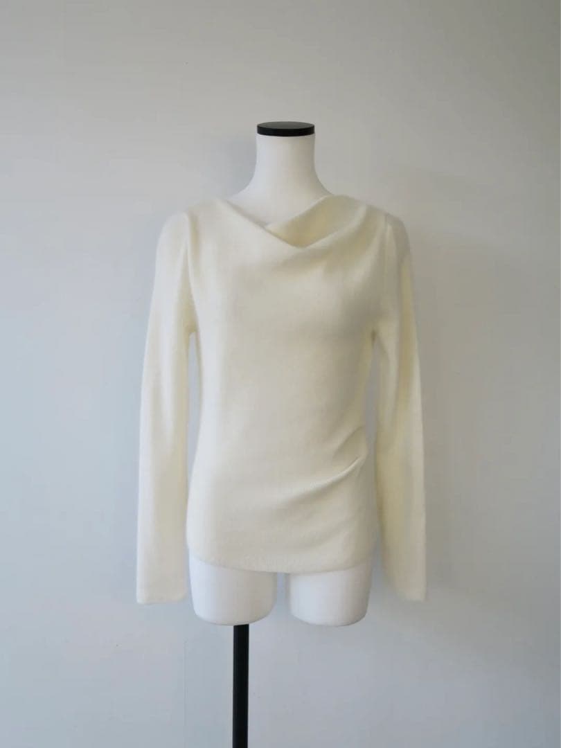 トップス celon raccoon wool drape neck knit ivory