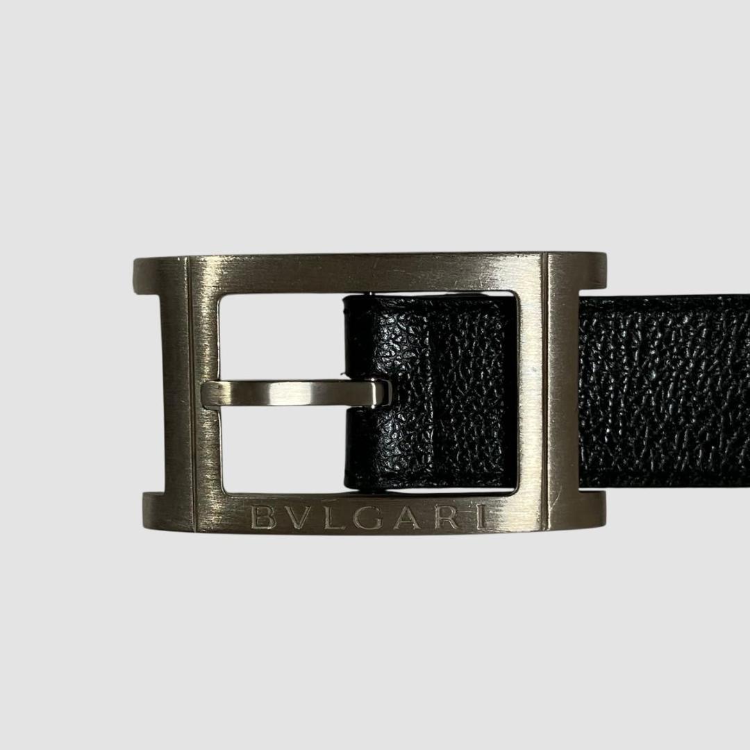 BVLGARI ブルガリ ロゴバックル　レザーベルト ブラック メンズ