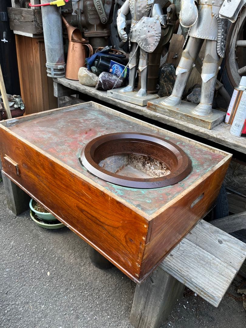 長火鉢、銅板長火鉢、木製長火鉢、 天板銅製長火鉢、レトロ長火鉢、火鉢、焼物火鉢
