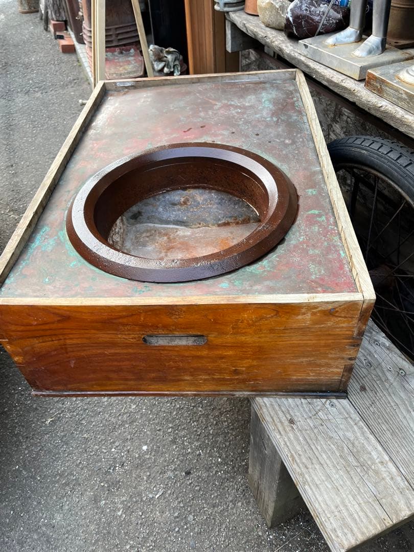 長火鉢、銅板長火鉢、木製長火鉢、 天板銅製長火鉢、レトロ長火鉢、火鉢、焼物火鉢