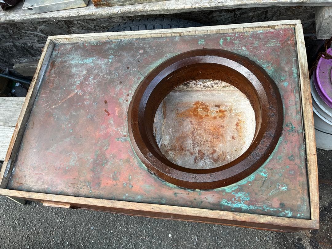 長火鉢、銅板長火鉢、木製長火鉢、 天板銅製長火鉢、レトロ長火鉢、火鉢、焼物火鉢