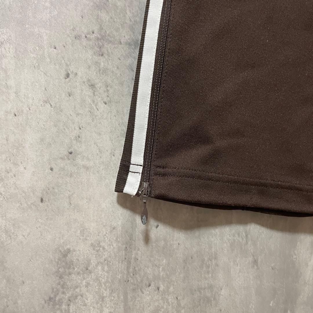 adidasアディダストラックパンツジャージ茶色ブラウン刺繍ロゴワイドフレア希少