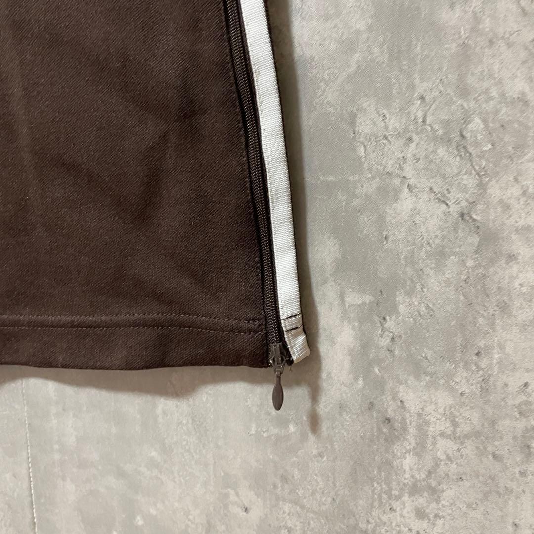 adidasアディダストラックパンツジャージ茶色ブラウン刺繍ロゴワイドフレア希少