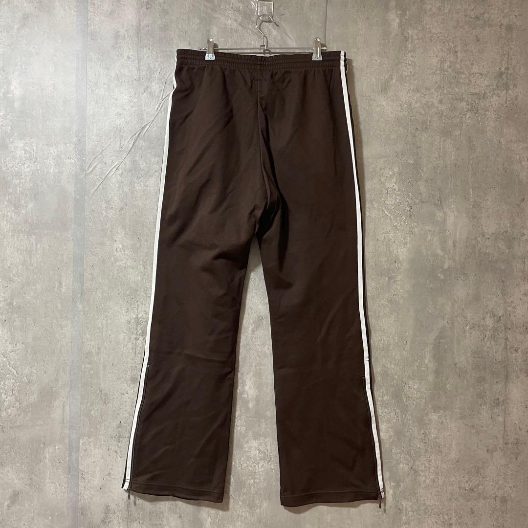 adidasアディダストラックパンツジャージ茶色ブラウン刺繍ロゴワイドフレア希少