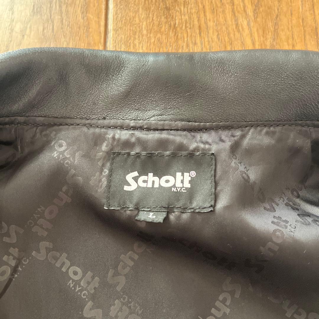 【完売品】Schott ブラックレザージャケット　L