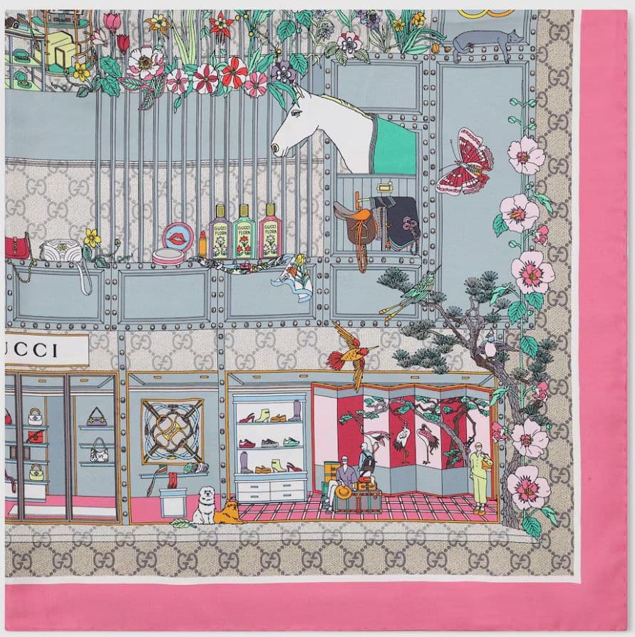 GUCCI グッチ プリント シルクツイル スカーフ ギフトボックス 新品未使用