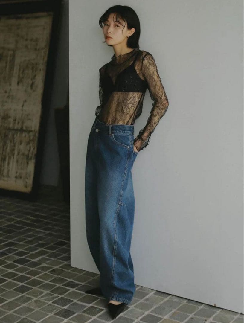 パンツ OVER WAIST SWITCHING DENIM 24inch