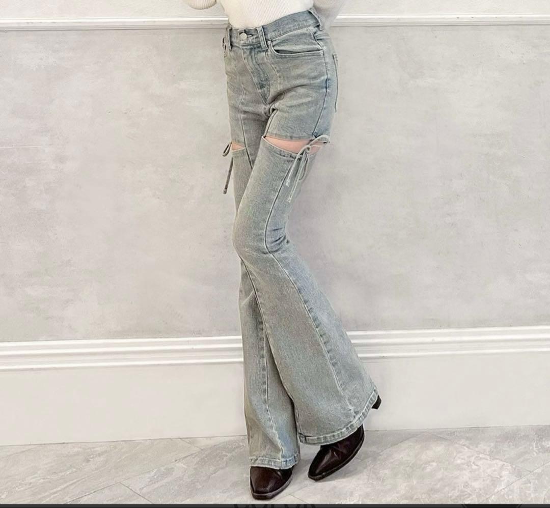 RESEXXY カットアウトリボンデニムパンツ