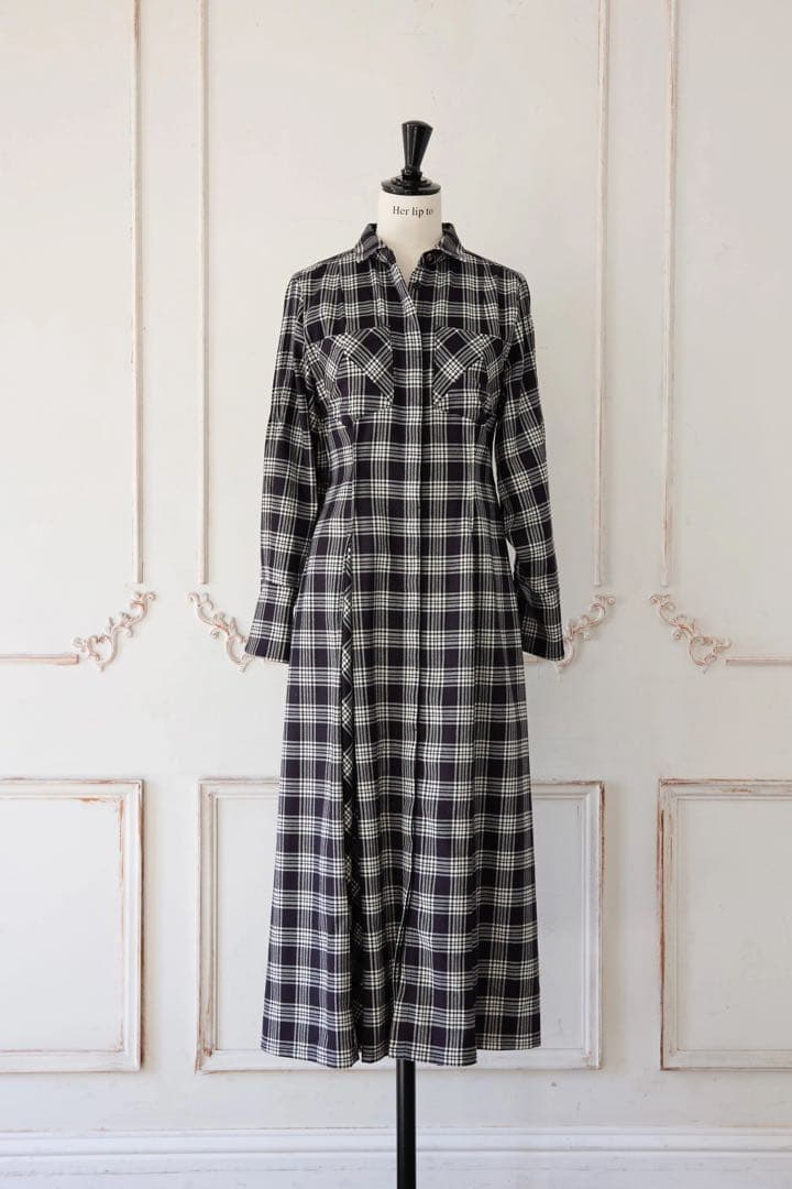 【ゲリラ値下げ中】CheckeredPleats Long ShirtDress