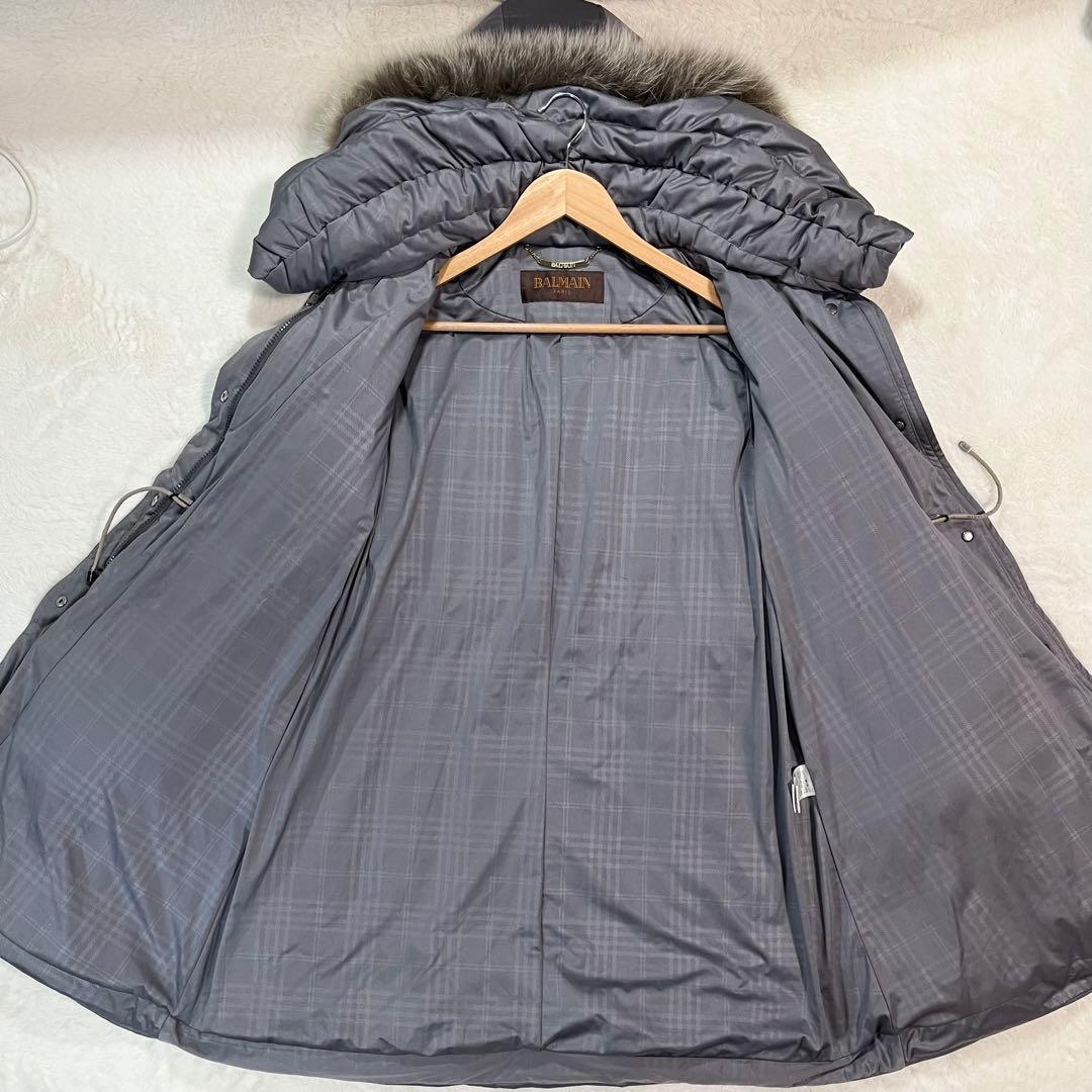 【極美品】BALMAIN PARIS ロングダウンコート L フォックスファー