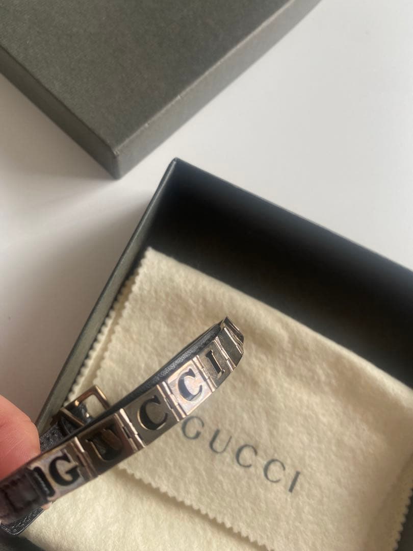 GUCCI CAT ブレスレット 首輪 ネコ ブラック シルバー レザー