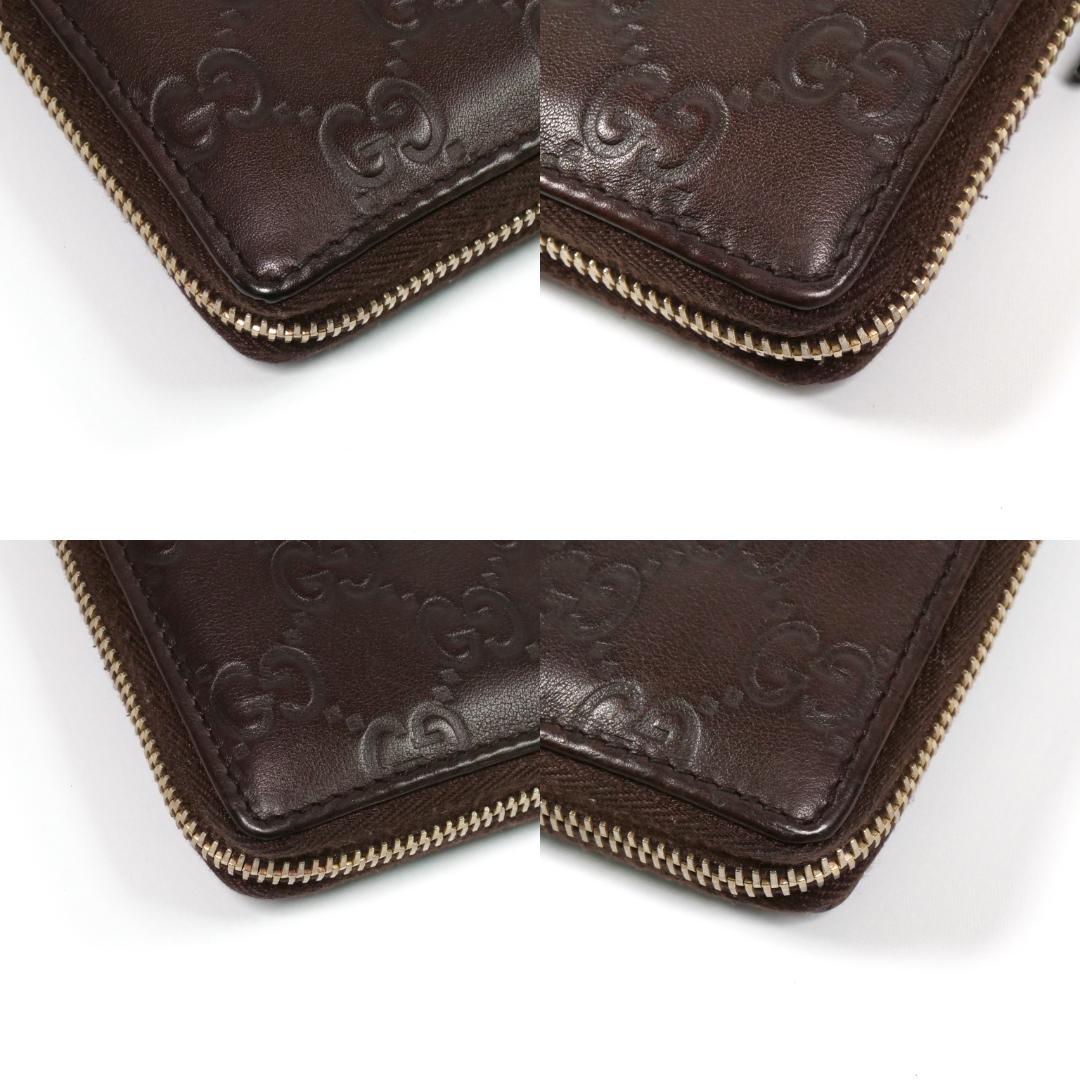 美品✨グッチ 長財布 ラウンドファスナー シマ GG型押し レザー ブラウン