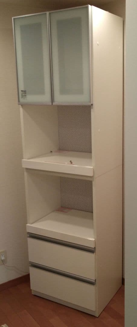 ホワイト 食器棚 ガラス扉 幅59cm(直接取引限定)