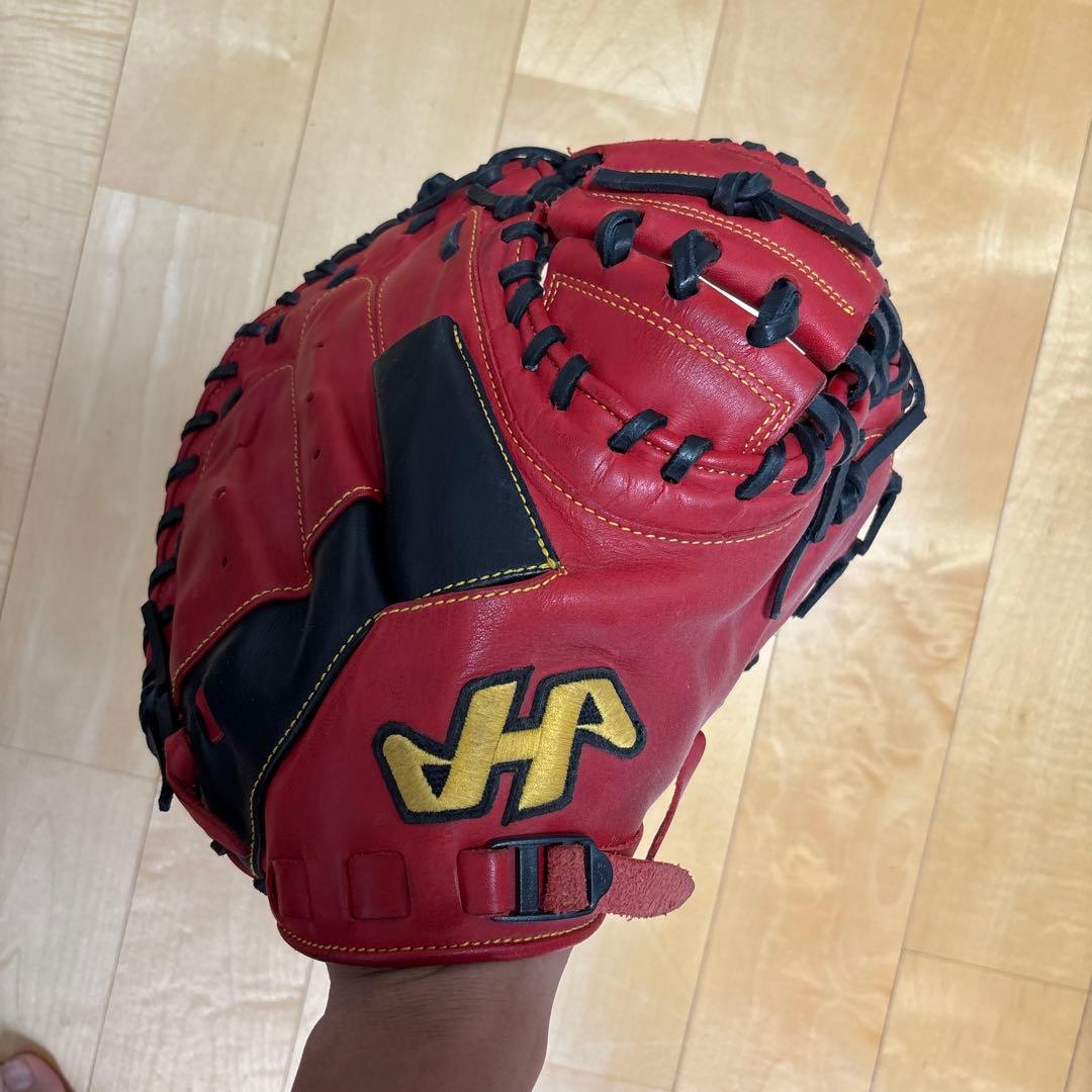 ハタケヤマ　キャッチャーミット　TH-YS2 軟式野球グローブ 赤黒