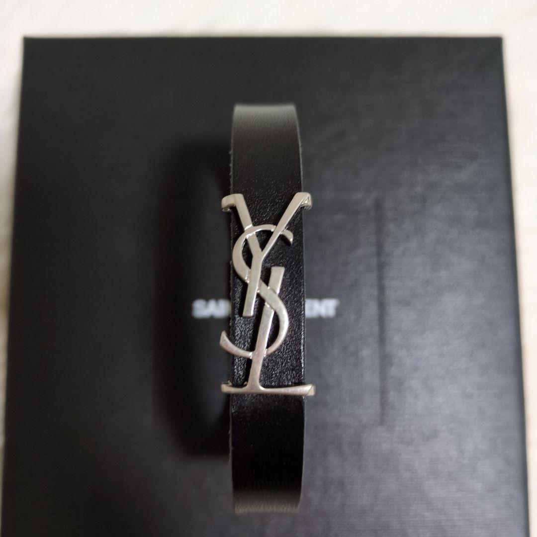 YSL　サンローランパリ　ブレスレット　カサンドラ　オピウム　レザー　現行