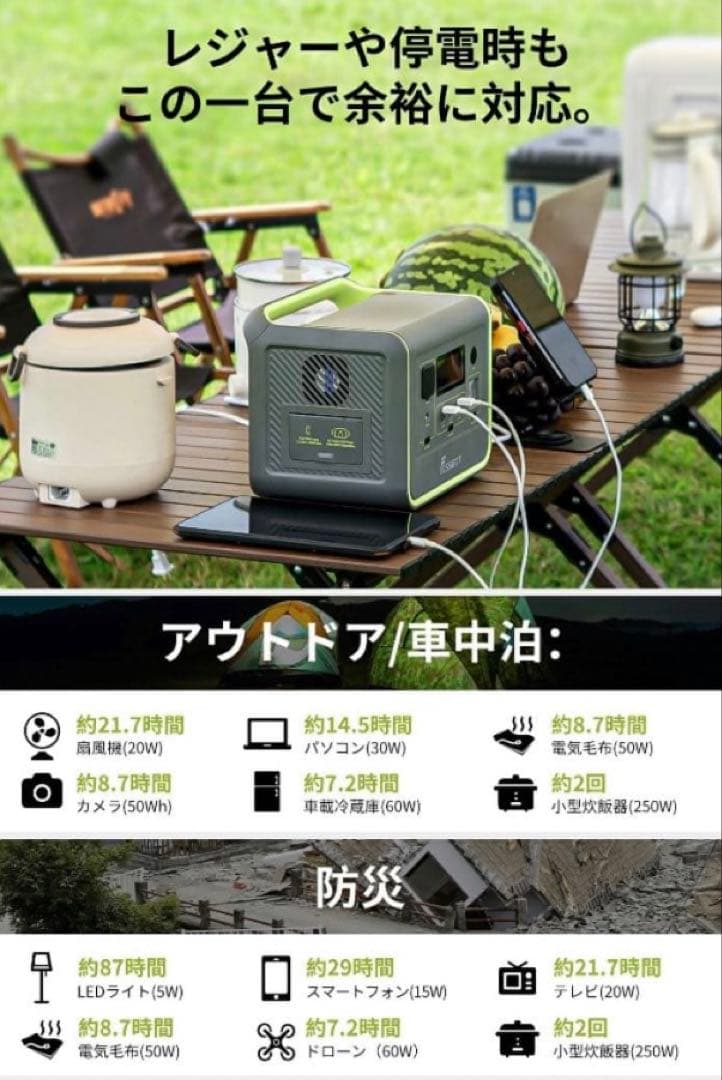 ✨新品❗️✨【FOSSiBOT 】ポータブル電源 512Wh 800W ／グリーン