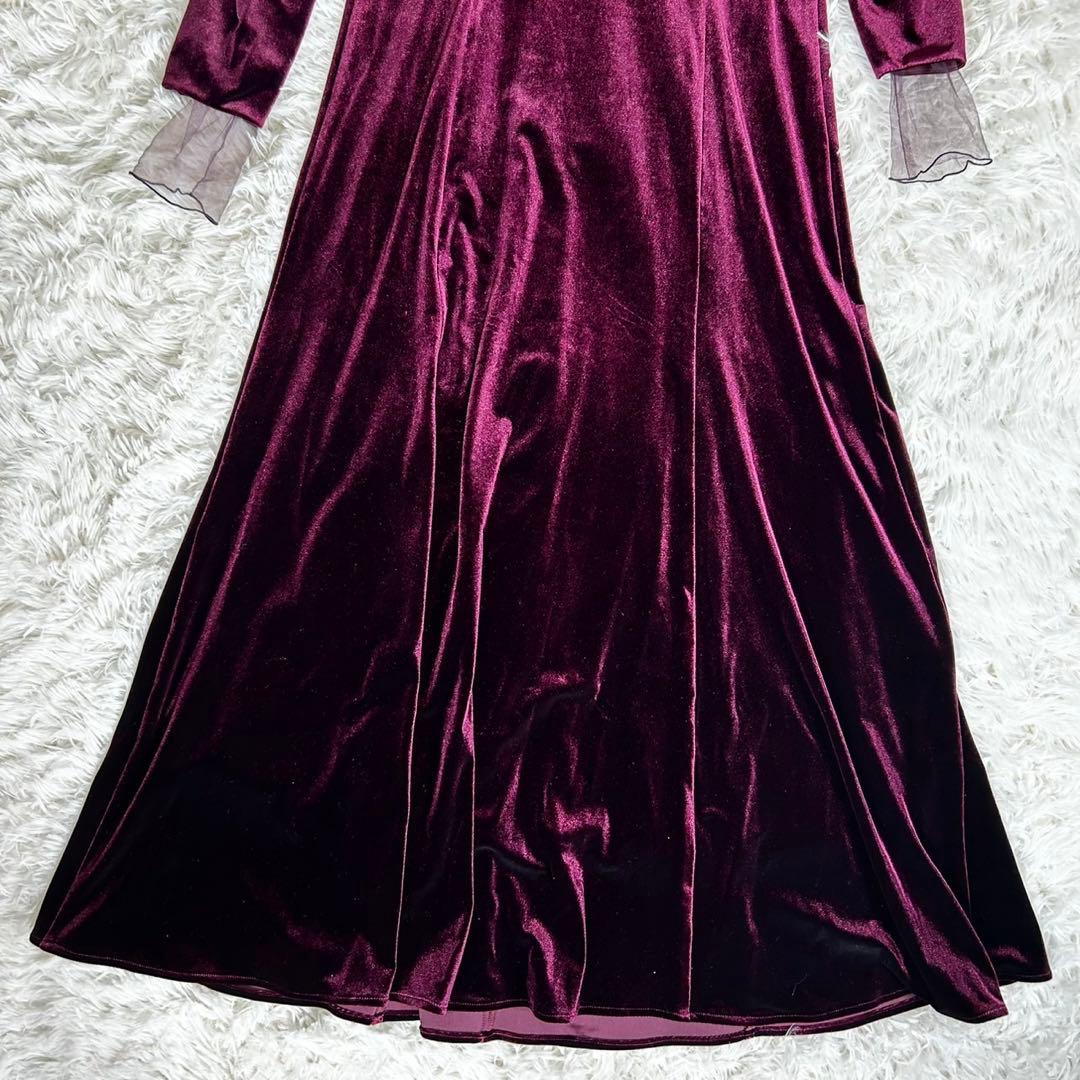 ワンピース AMERI VELOUR PUFF SLEEVE DRESS S