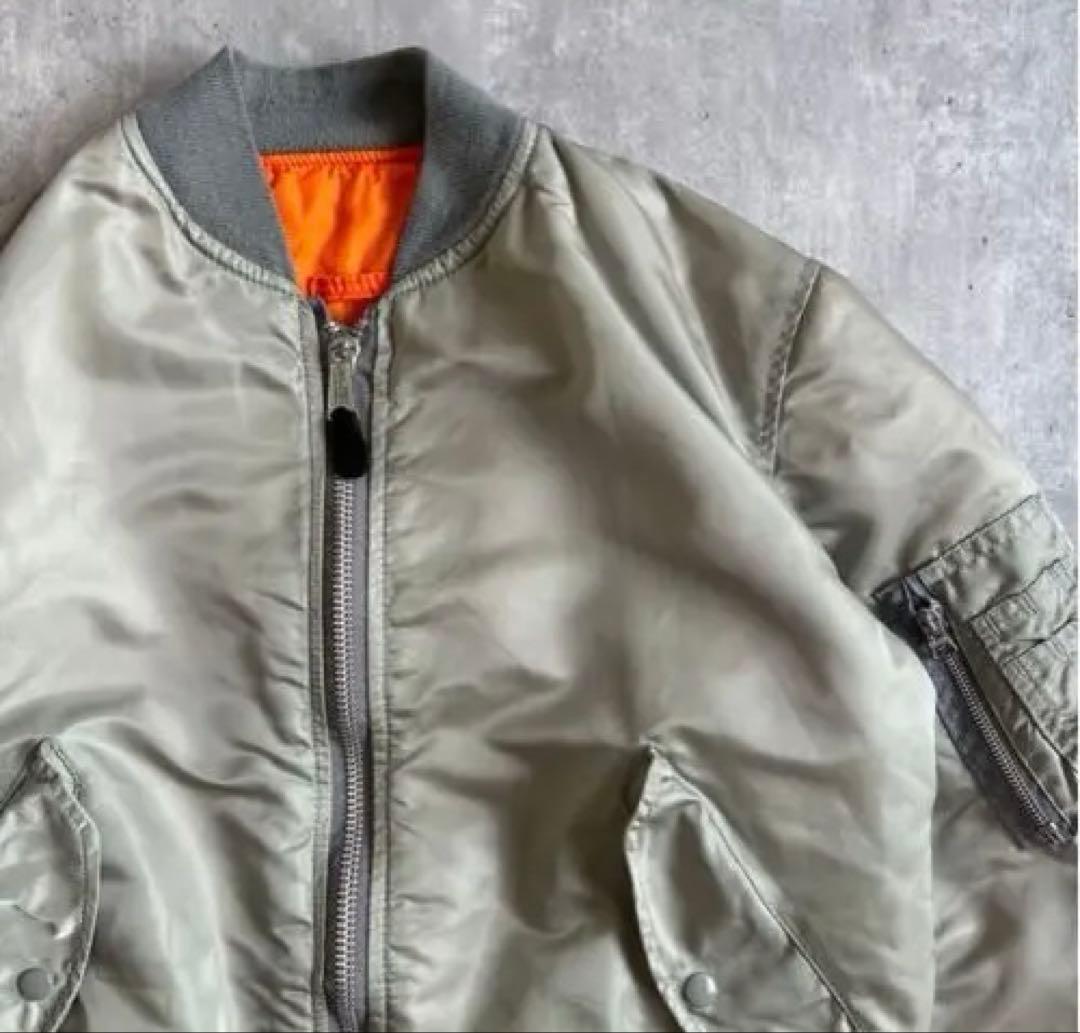 90s　アルファインダストリーズ　USA製　シルバー　MA-1　ジャケット　M