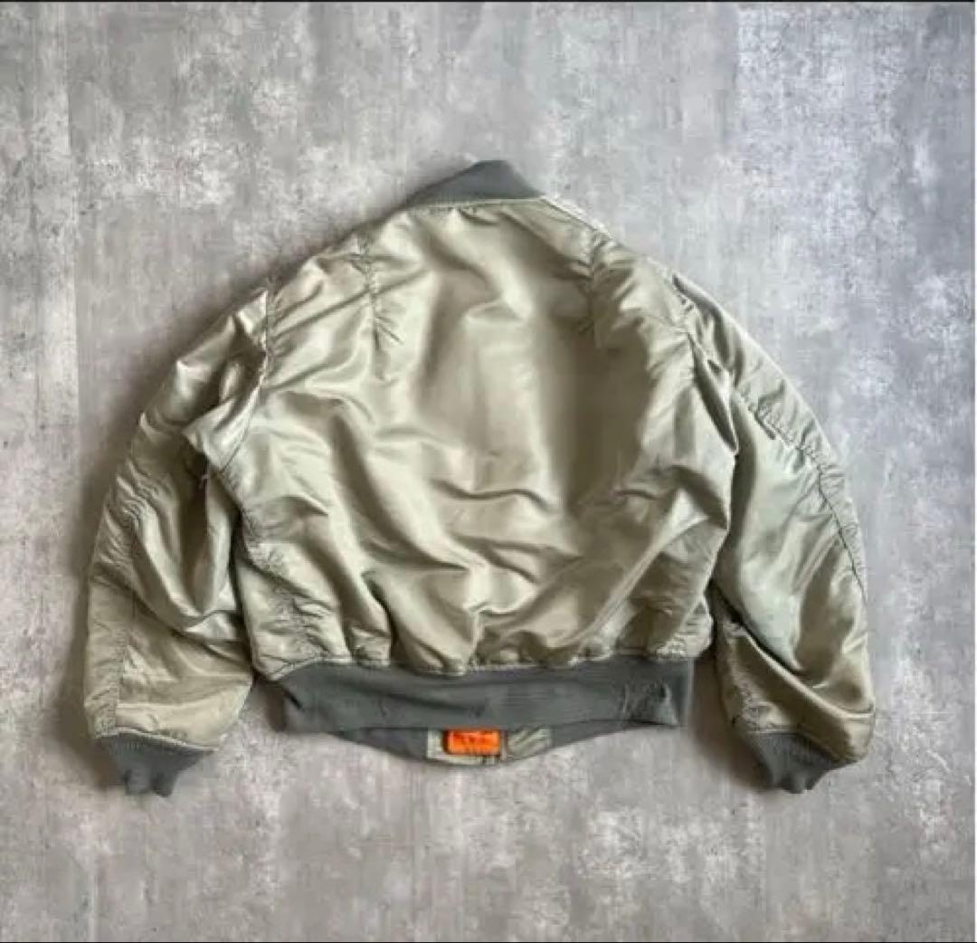 90s　アルファインダストリーズ　USA製　シルバー　MA-1　ジャケット　M