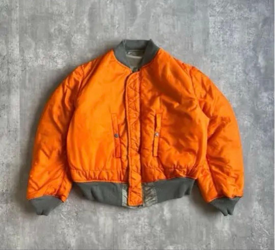 90s　アルファインダストリーズ　USA製　シルバー　MA-1　ジャケット　M