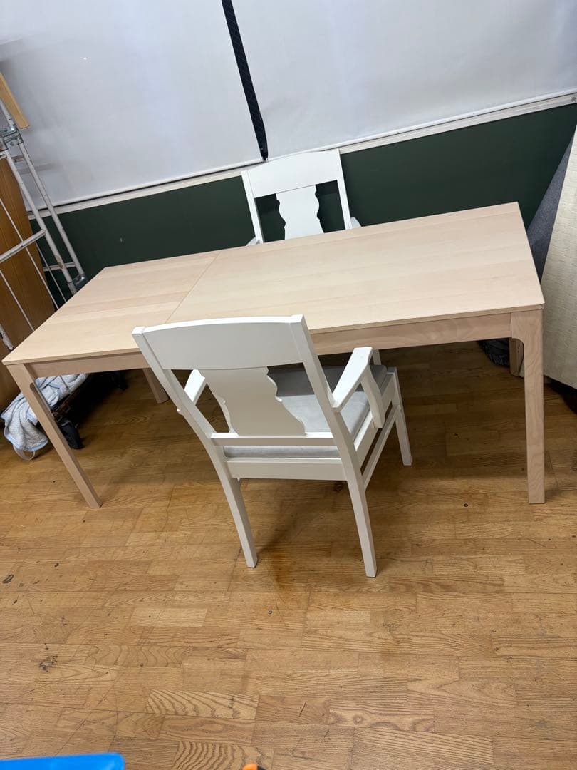 M051 IKEA ダイニング3点セット 幅1200〜1800mm